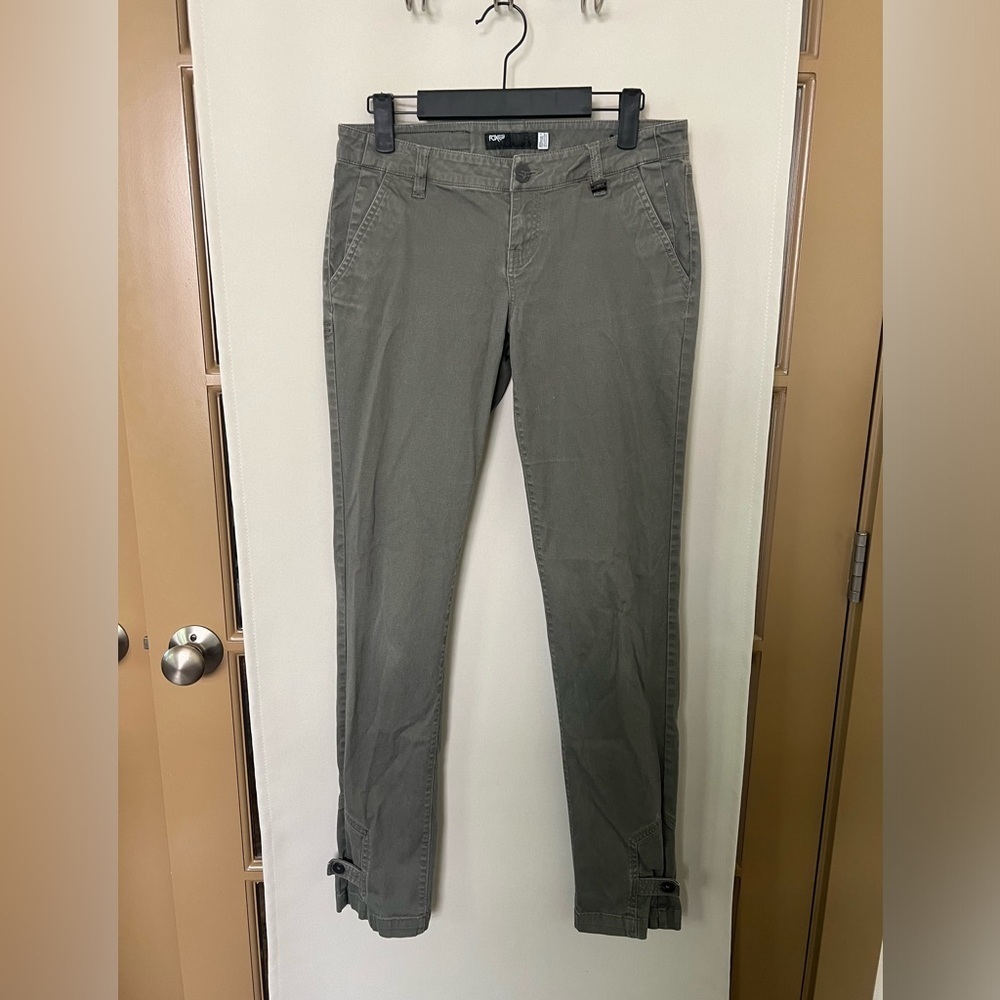 Fox Racing Womens Juniors 5 Olive‎ Green/Grey Skinny Pant with Ankle Button